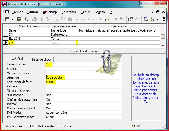 Création Code postal