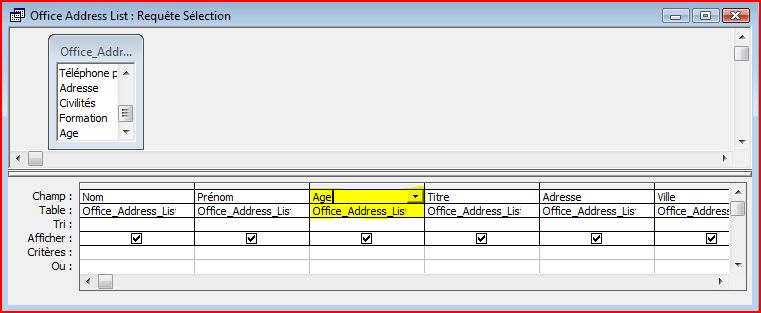 Ajout du champ Age dans la requête