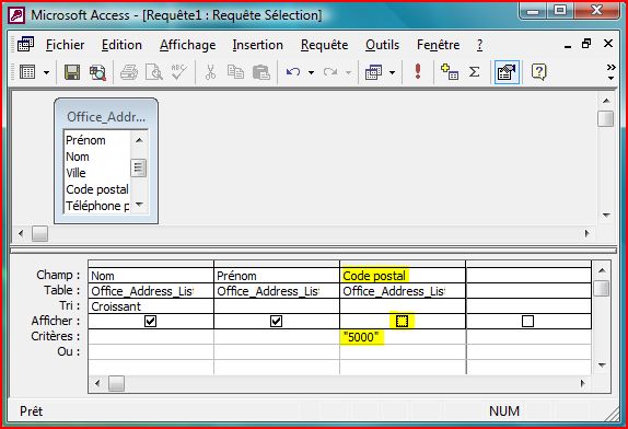 Critère 5000 non affiché