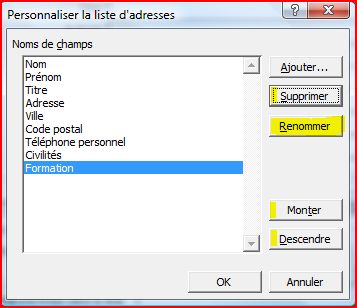 Word modification des champs
